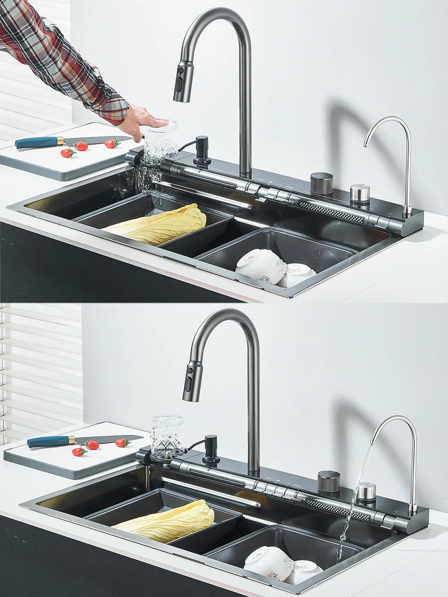 Quyanre Stainless Kitchen Sink Faucet Set Soap Dispenser