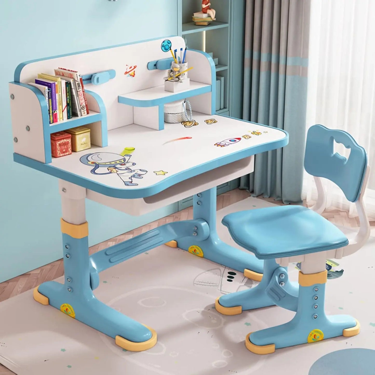 ZHUOTING Kids Adjustable Desk And Chair Set With Storage