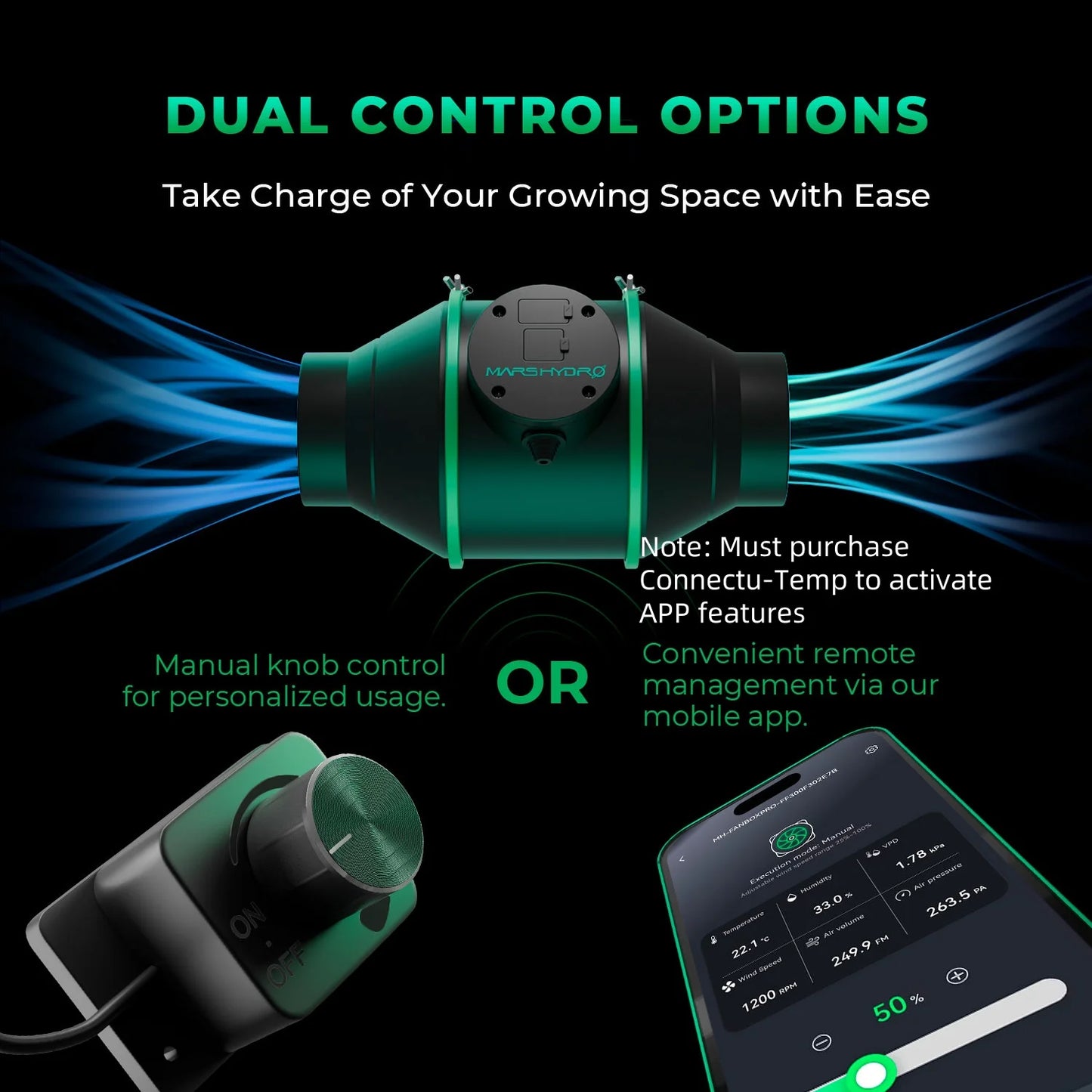 MarsHydro Smart Inline Ducting Fan Kit Carbon Filter