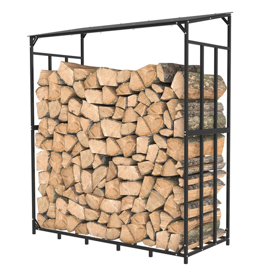 Heavy Duty Outdoor Firewood Log Rack With Top Cover