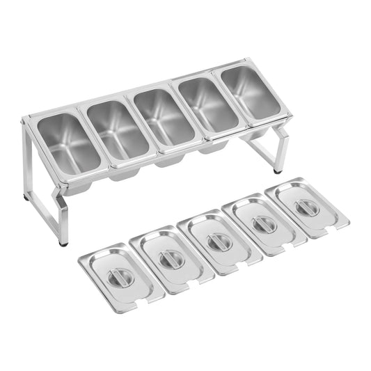 Stainless Steel Spice Rack With 5 Pans And Adjustable Length