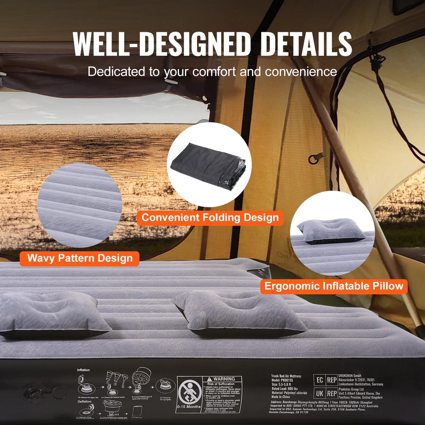 Truck Bed Air Mattress For Camping And Trips Waterproof