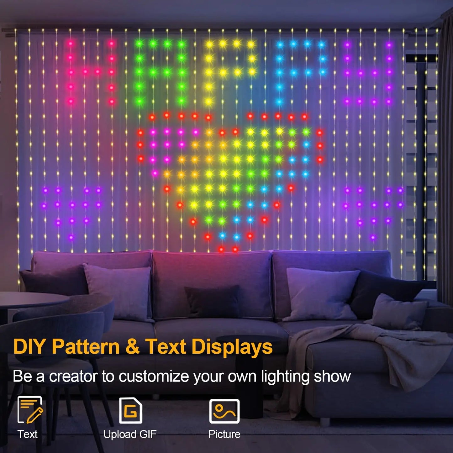 MIMIRGB Smart RGB LED Curtain Lights with App Control USB