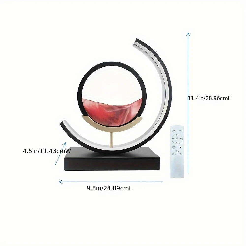 Moving Sand Art Lamp 3D Round Picture With Stand Relaxing