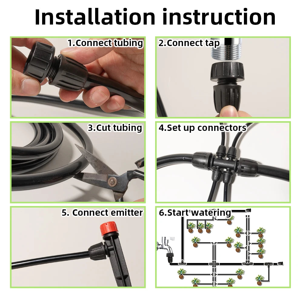 Drip Irrigation Kit With Adjustable Drippers Locking