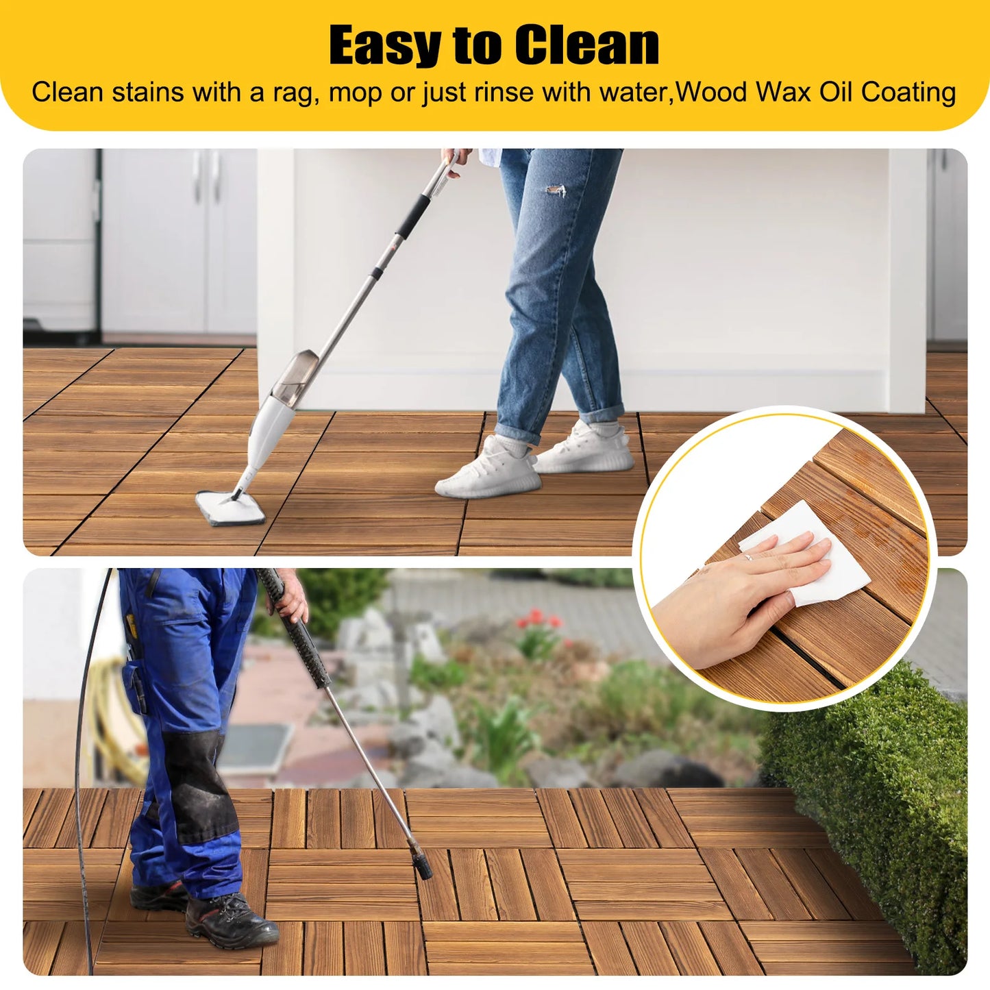 Interlocking Carbonized Wood Patio Deck Tiles Outdoor