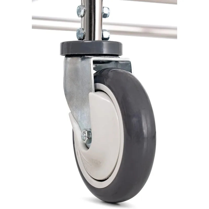 XMSJ Heavy Duty Wire Laundry Cart With Double Pole Rack