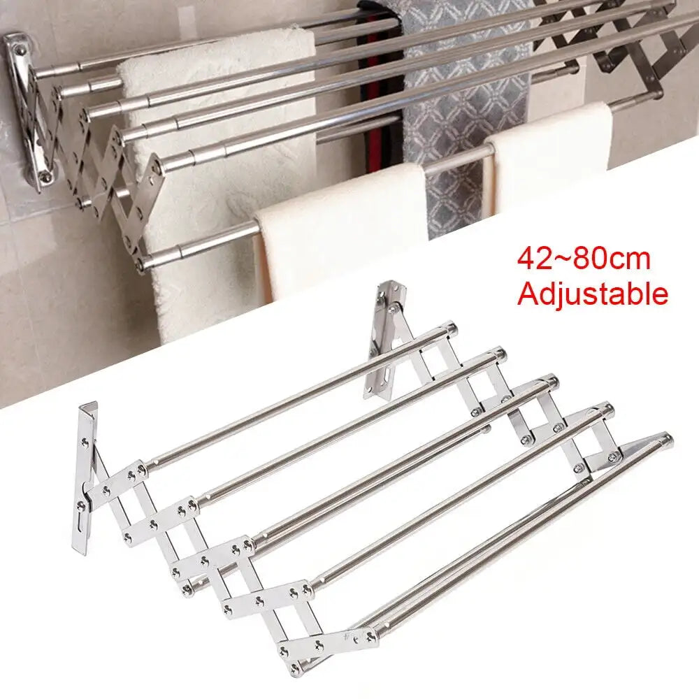 Stainless Steel Wall Mounted Laundry Rack Foldable Unit