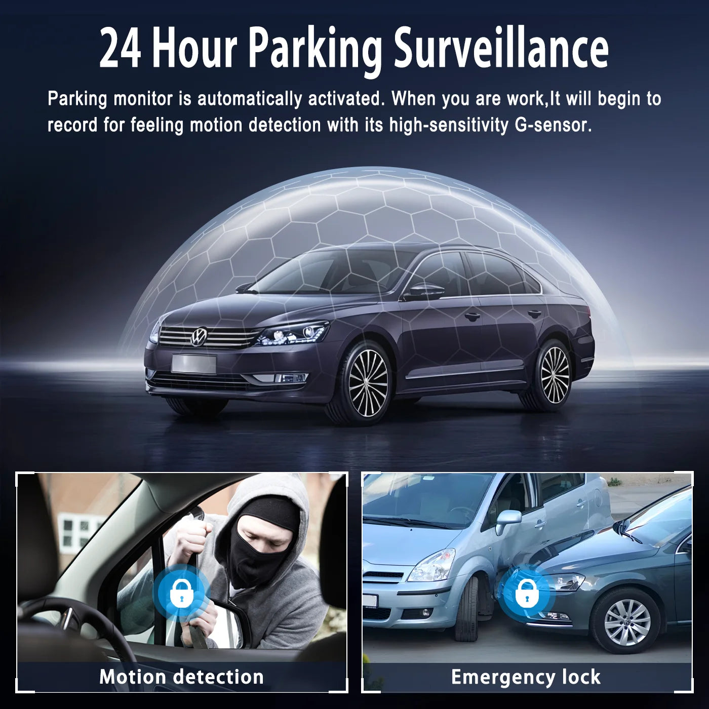 Hoemyer 1080P 4 Channel Car DVR With Night Vision Display