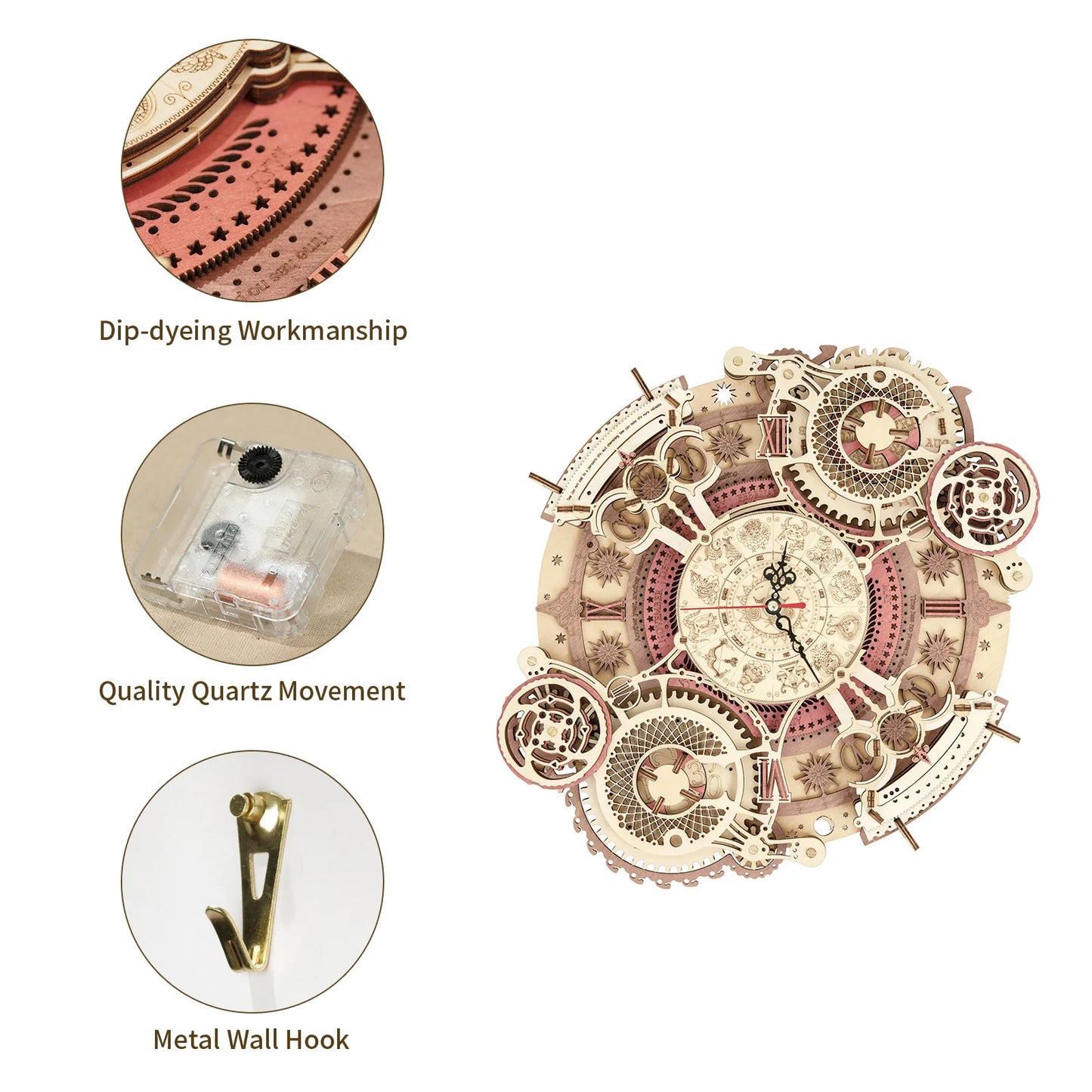 Robotime Steampunk 3D Wooden Clock Kit Diy Wall Decor Gift