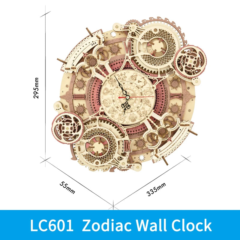 Robotime Steampunk 3D Wooden Clock Kit Diy Wall Decor Gift