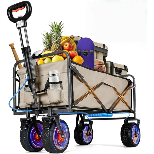 Electric Collapsible Garden Wagon With Wheel 300lb Capacity