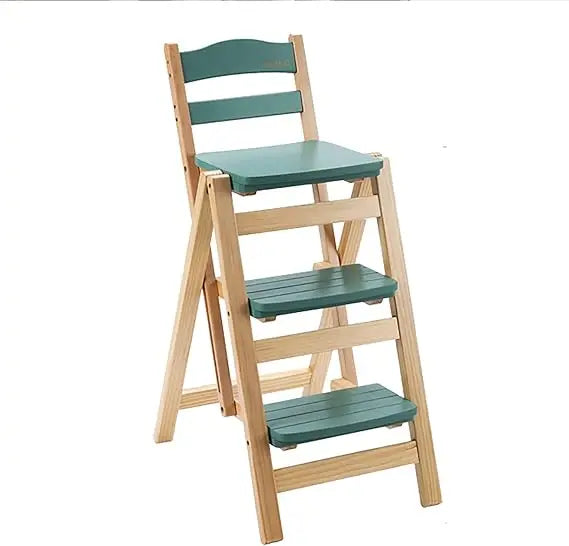 Chengwei Foldable Wood Bar Stool 3 Step Indoor Ladder