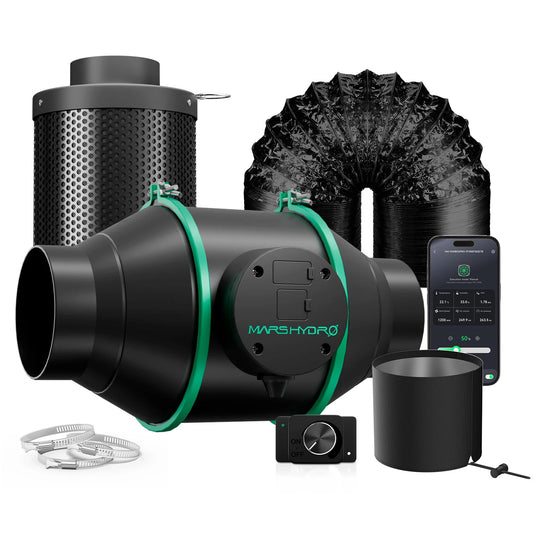 MarsHydro Smart Inline Ducting Fan Kit Carbon Filter