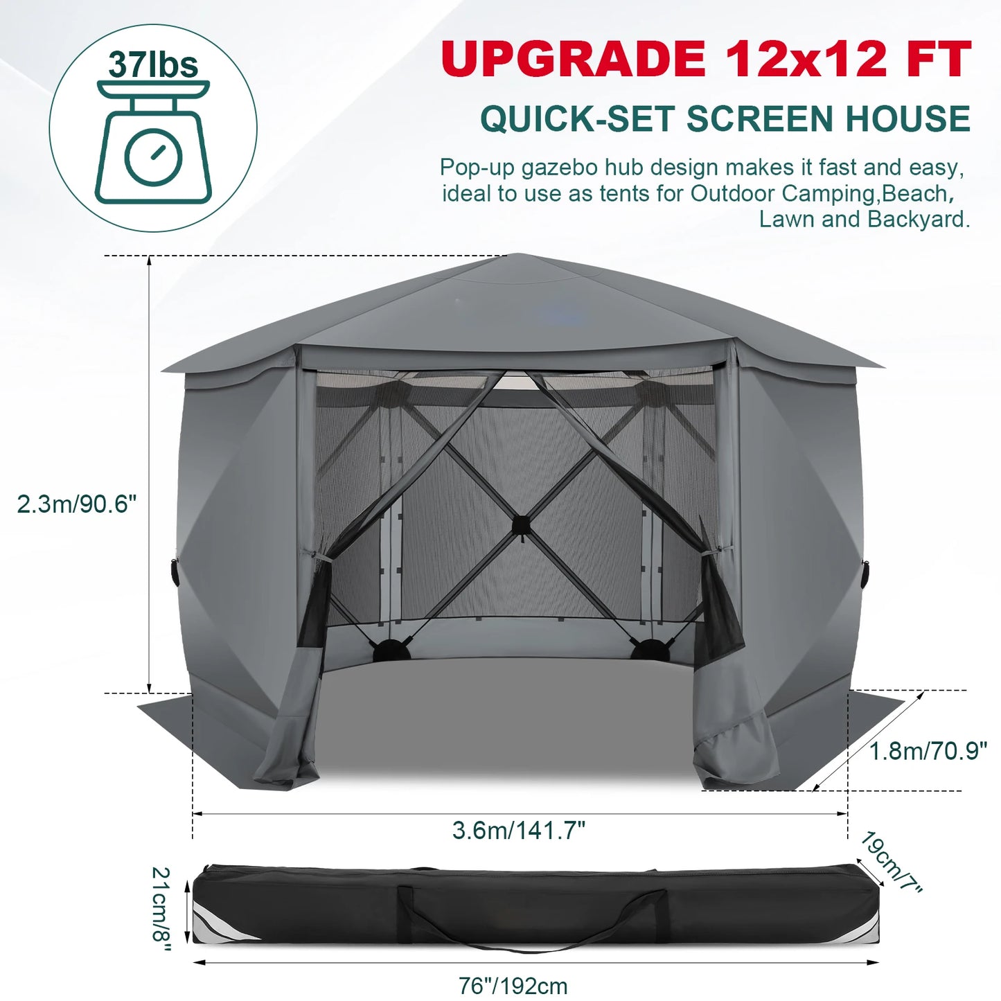 COBIZI Pop Up Gazebo Screen Tent For Outdoor Camping