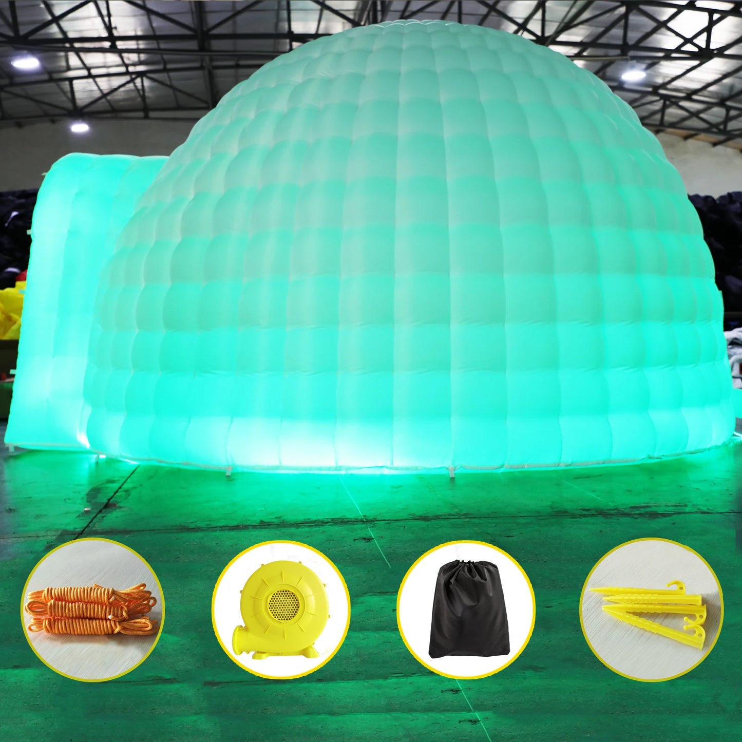 Building Igloo Dome Tent With Led Light And Blower
