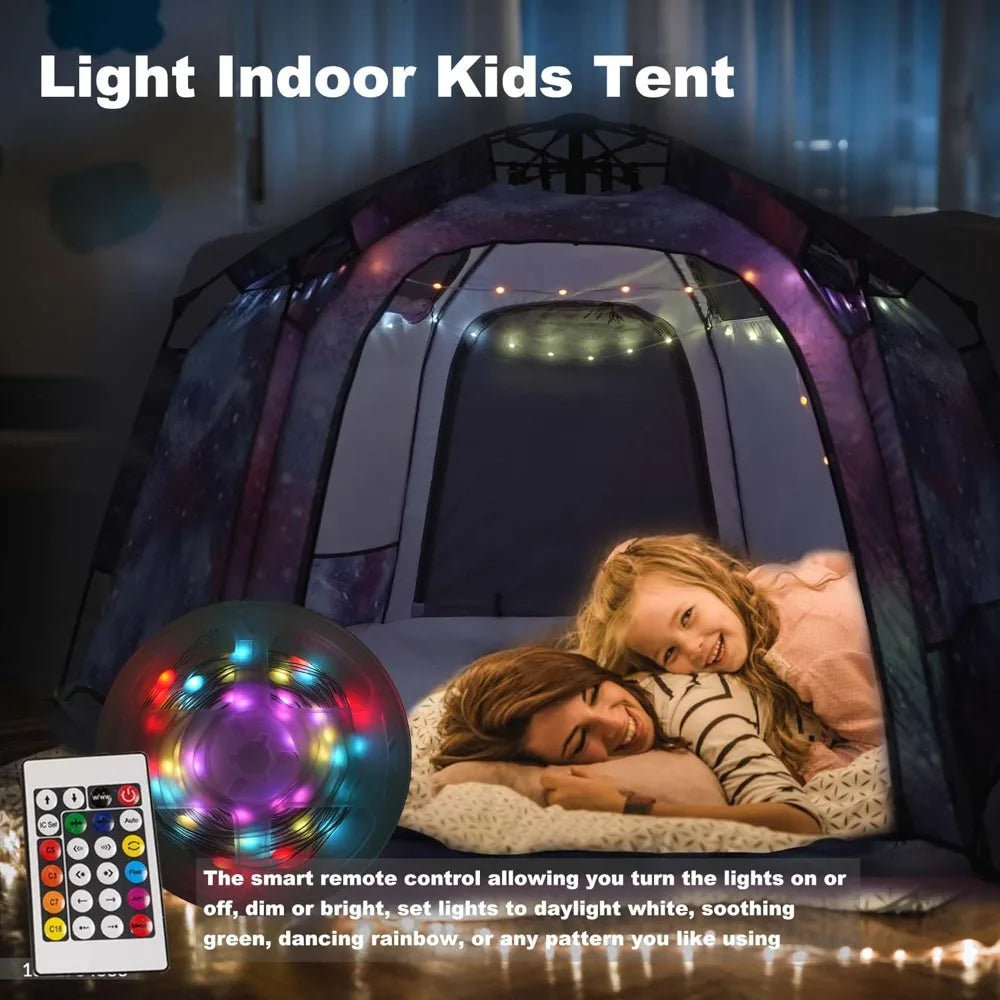 Hexagon Kids Play Tent With Led Lights Indoor Playhouse