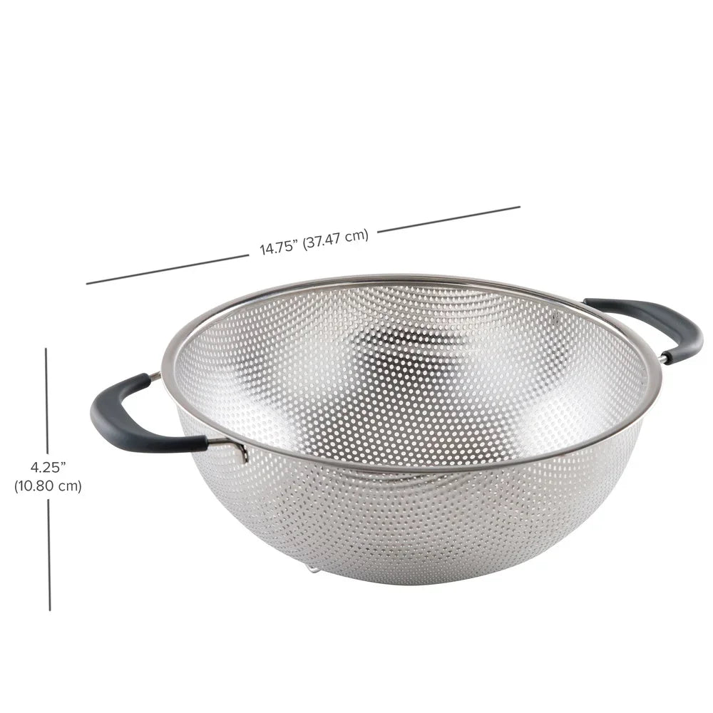 Stainless Steel Colander With Soft Grip Handles Footed Base