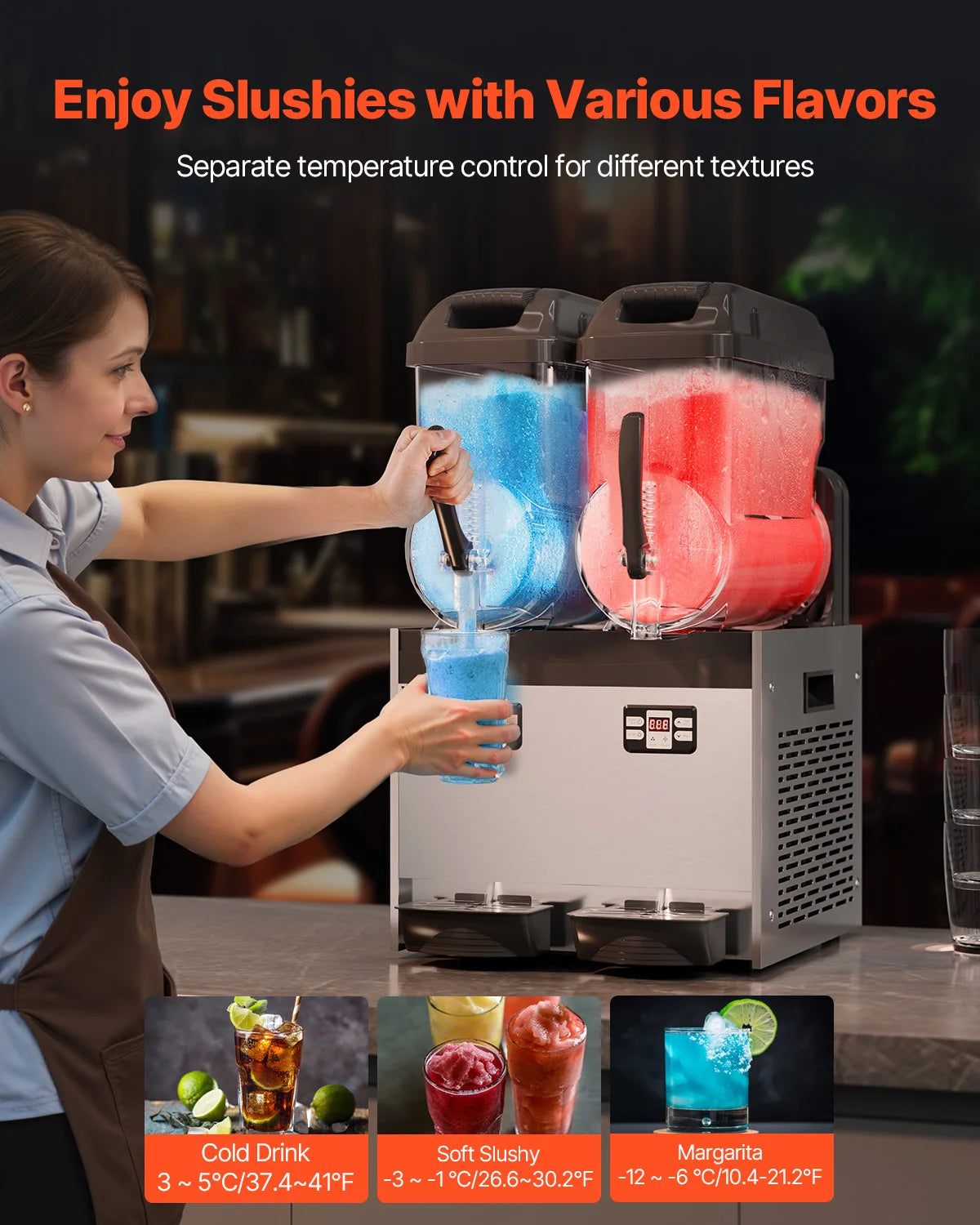 VEVOR Slushy Machine Commercial Stainless Steel Margarita