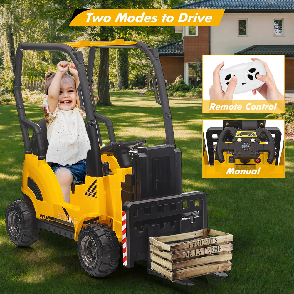 12V Kids Ride On Forklift With Tent Remote Control Music