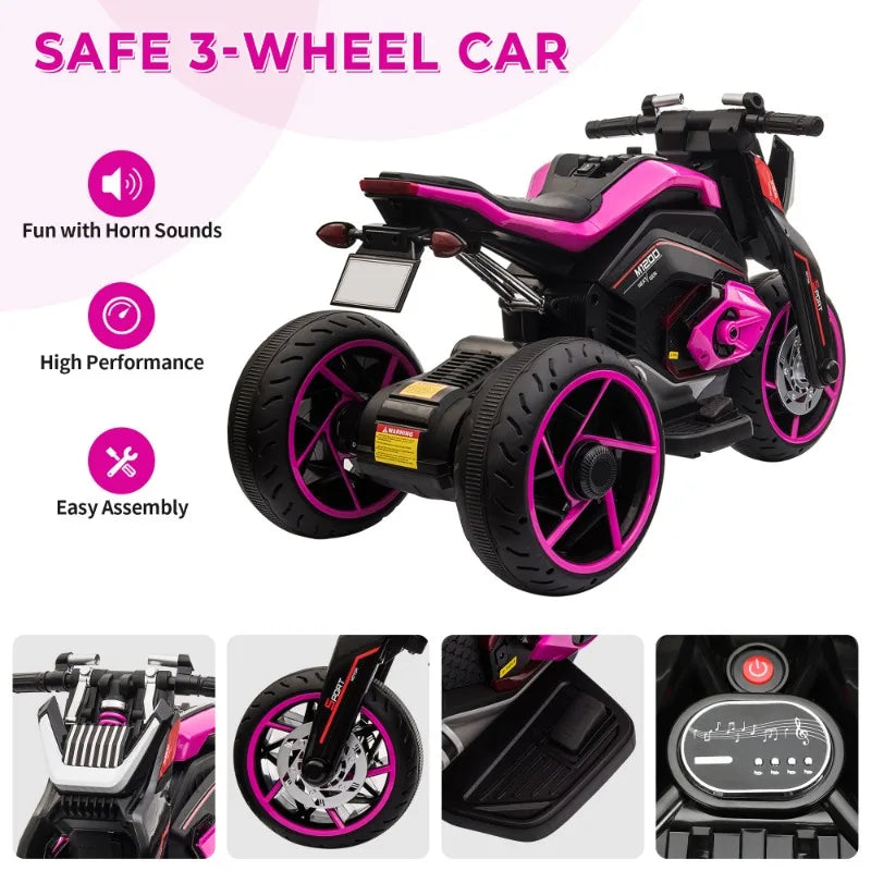 Electronic 12V Three Wheel Ride On Motorcycle For Kids
