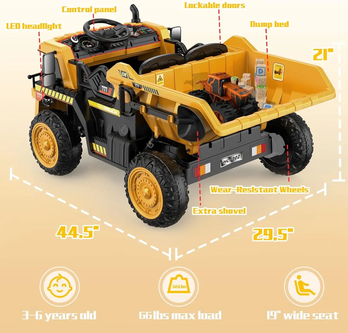 SHXI Ride On Dump Truck 12V With Remote Control And Dump Bed