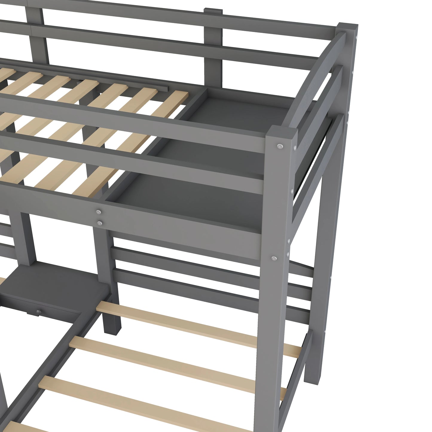 Twin Over Twin Bunk Bed With Built In Staircase And Storage