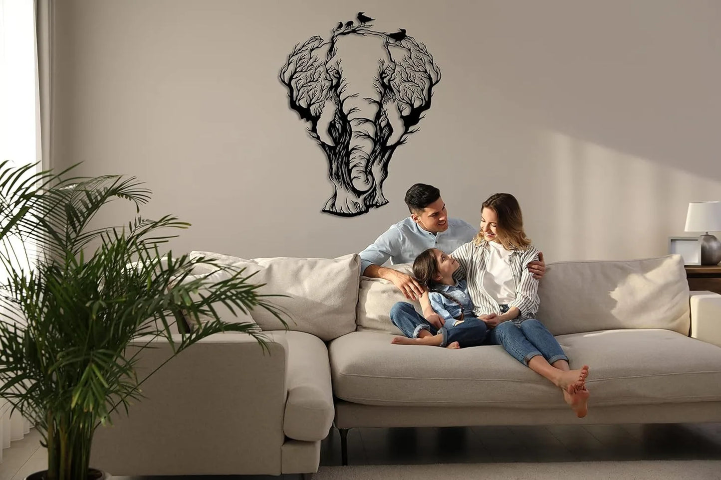 XMSJ Geometric Elephant Metal Wall Art for Living Room
