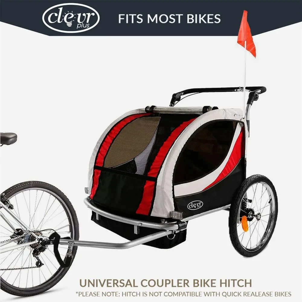 Deluxe Three In One Double Seat Bicycle Trailer Jogger