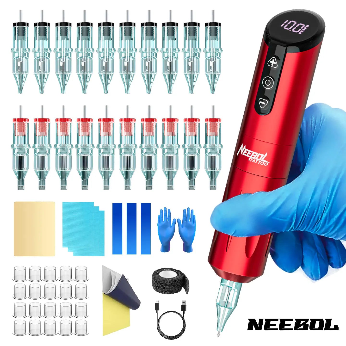 Neebol Unibody Wireless Tattoo Pen Kit With Needles