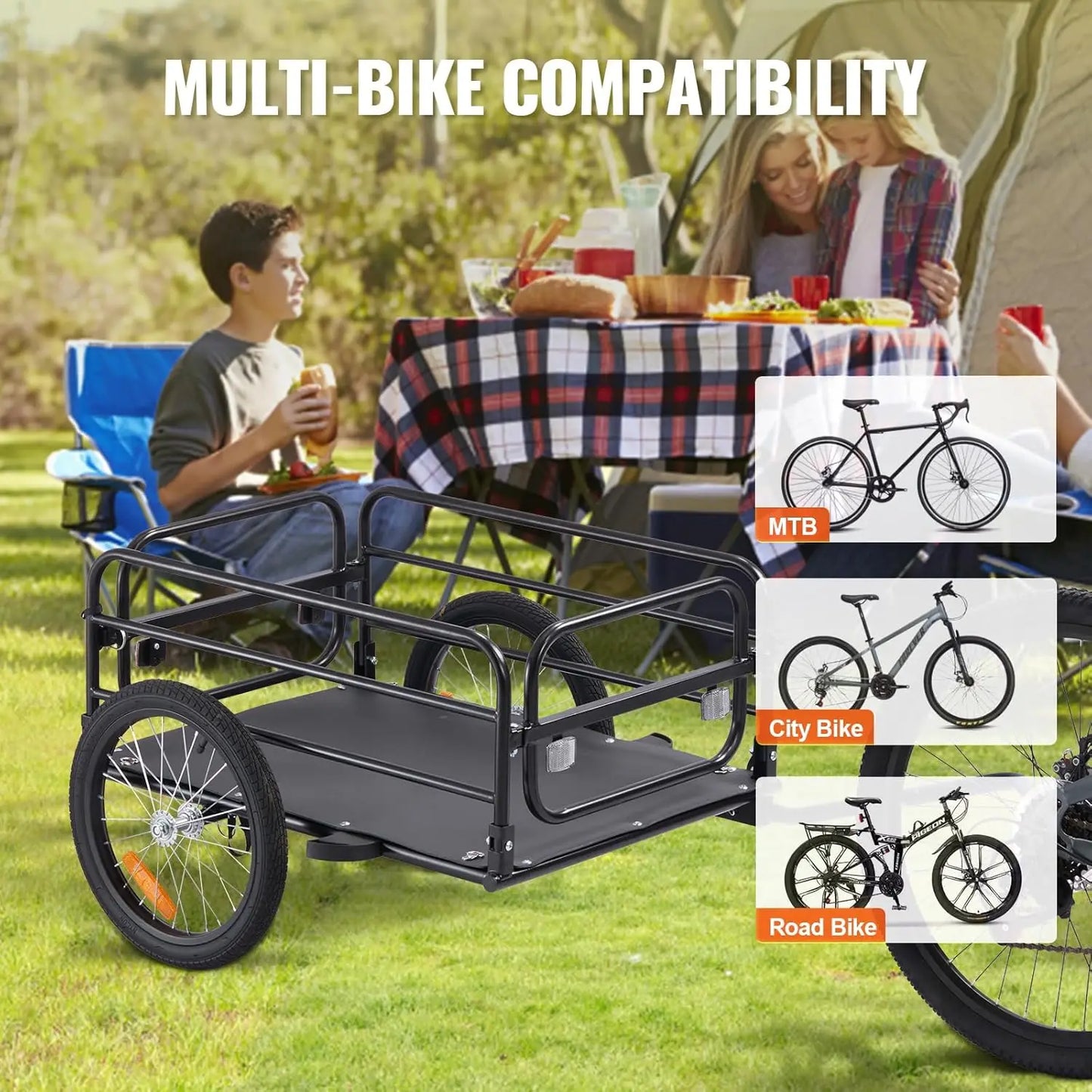 XMSJ Bike Cargo Trailer Heavy Duty Wagon With Hitch