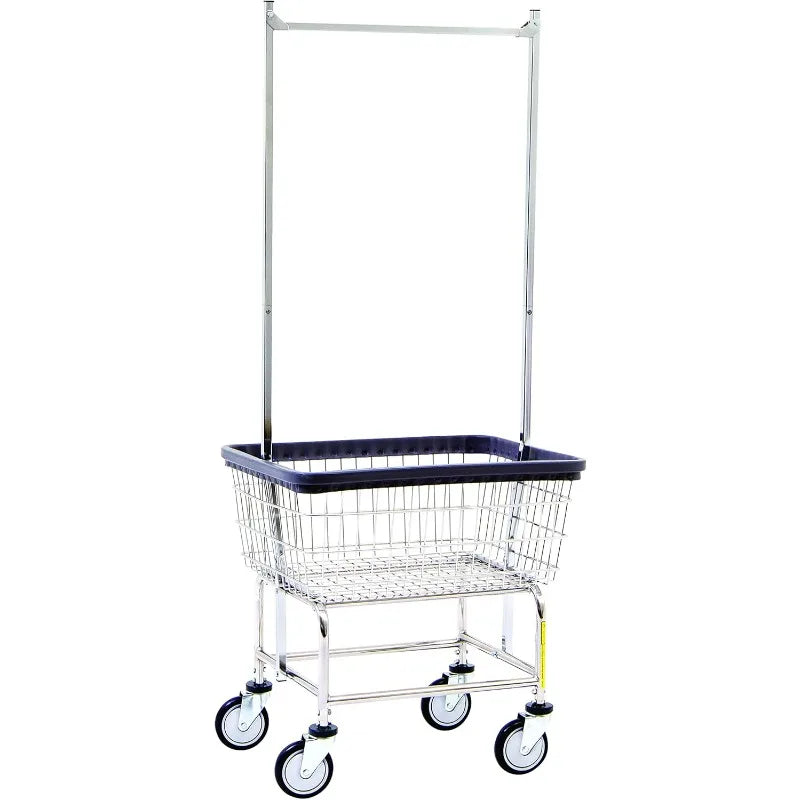 XMSJ Heavy Duty Wire Laundry Cart With Double Pole Rack