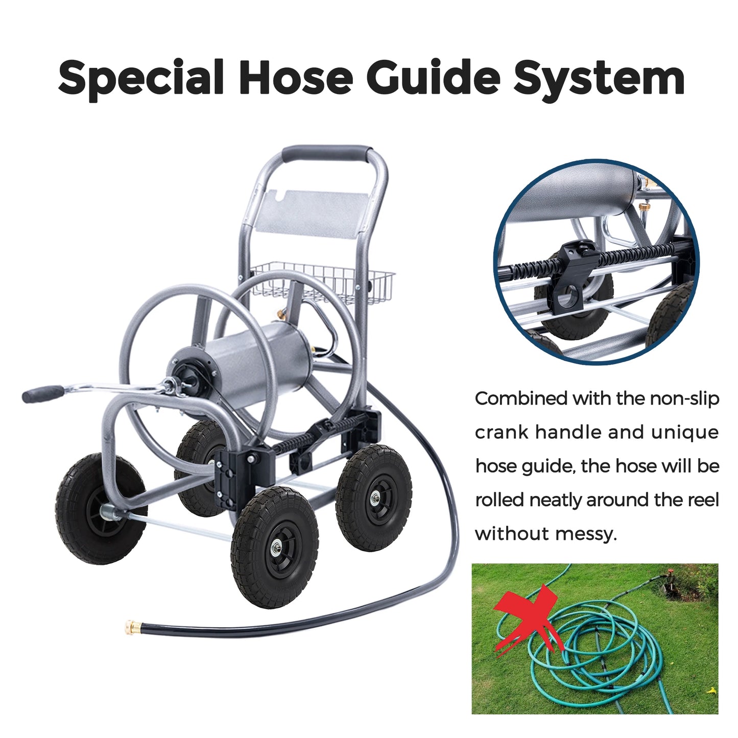 Giraffe Tools Hose Reel Cart With Wheels For Outdoors