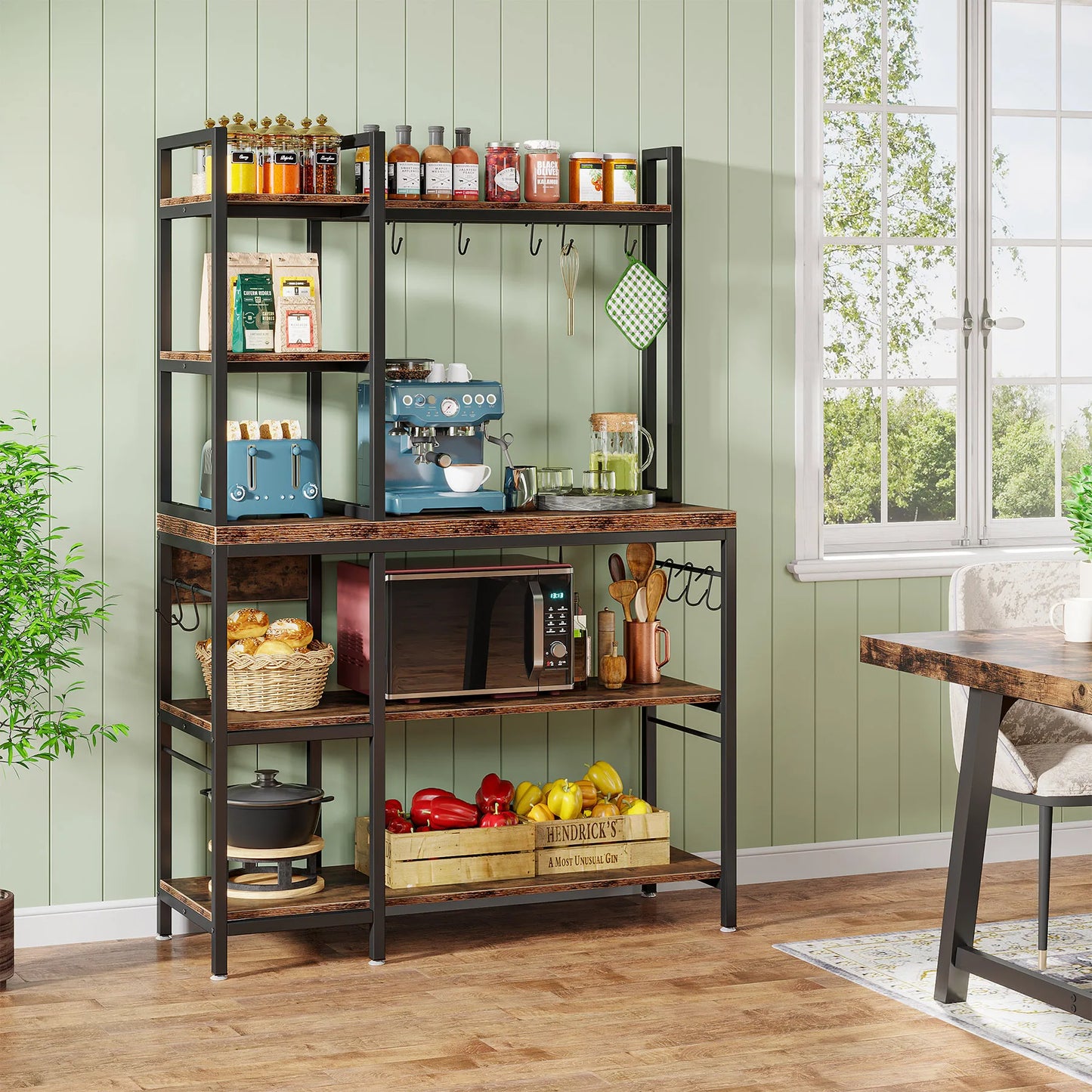 Tribesigns Kitchen Baker Rack With Storage And Hooks