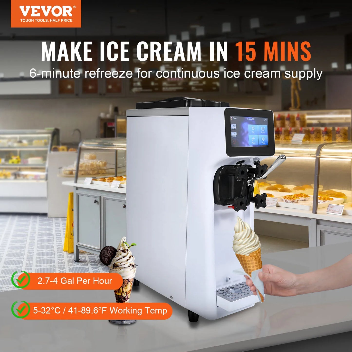 SucceBuy Commercial Ice Cream Machine Single Flavor