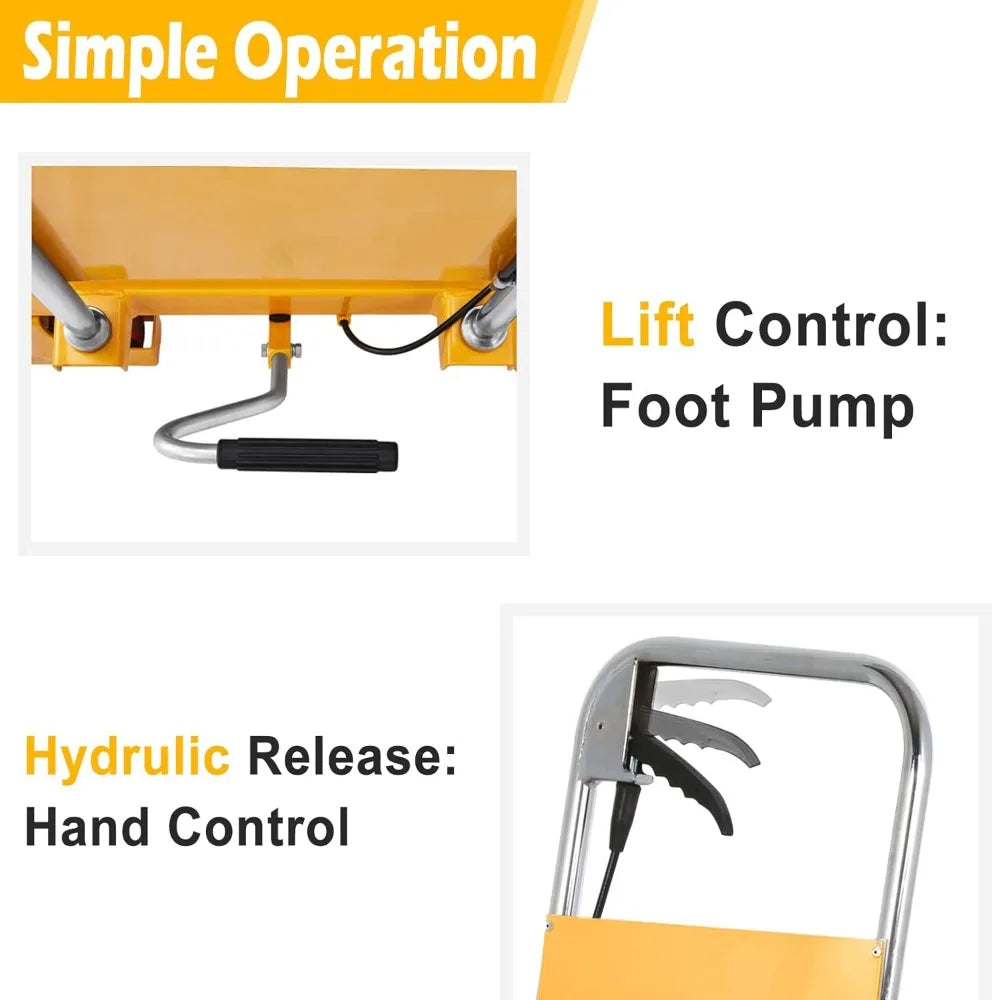 Double Scissor Hydraulic Lift Table Cart 770 Lb Capacity