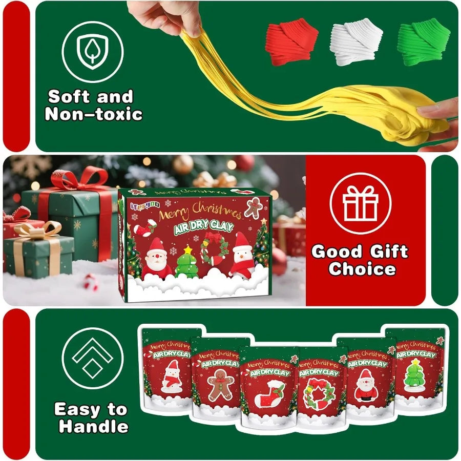 Air Dry Clay Christmas Kit Featuring 6 Festive Molding Tools
