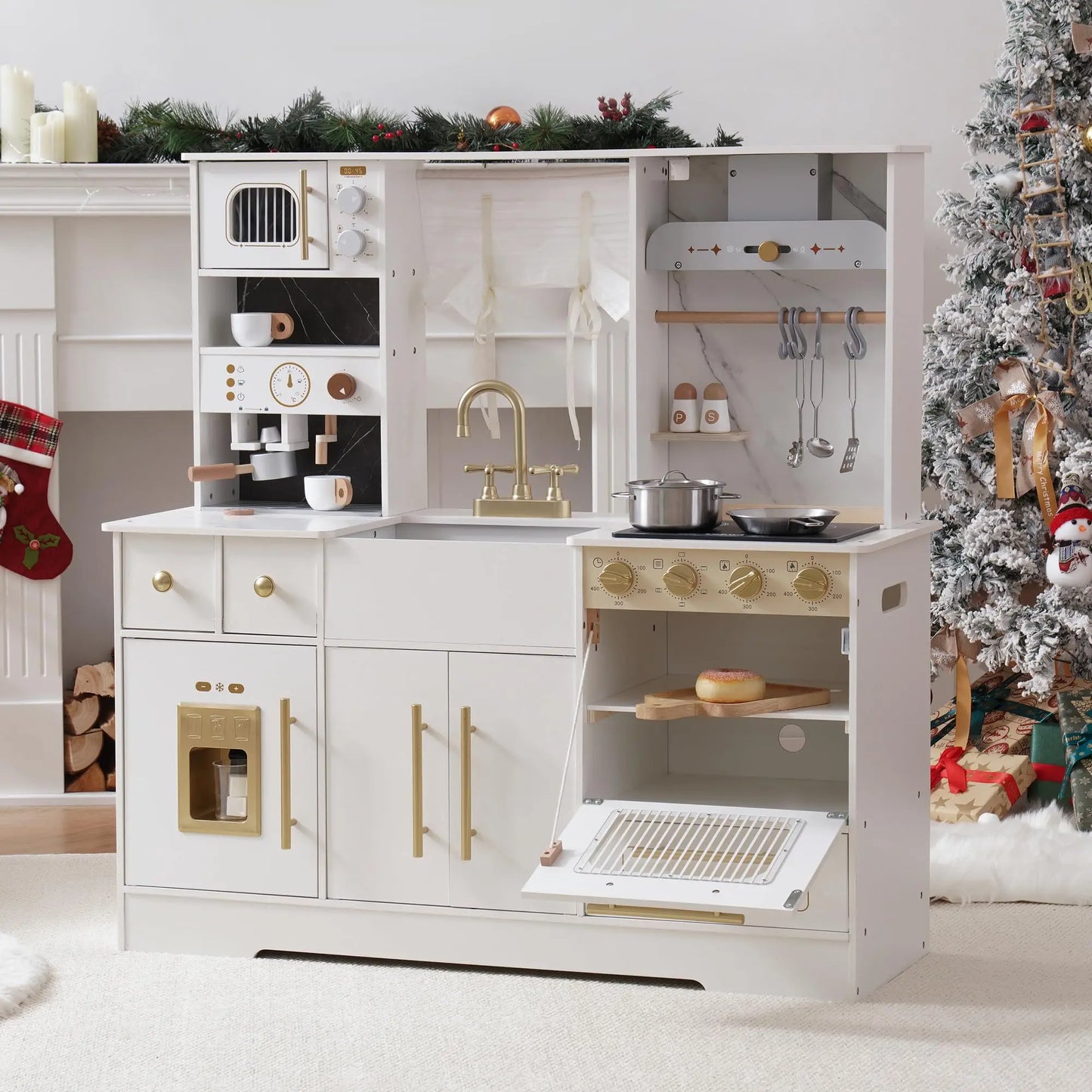 Robotime Wooden Kitchen Toy Set With Ice Maker And Coffee