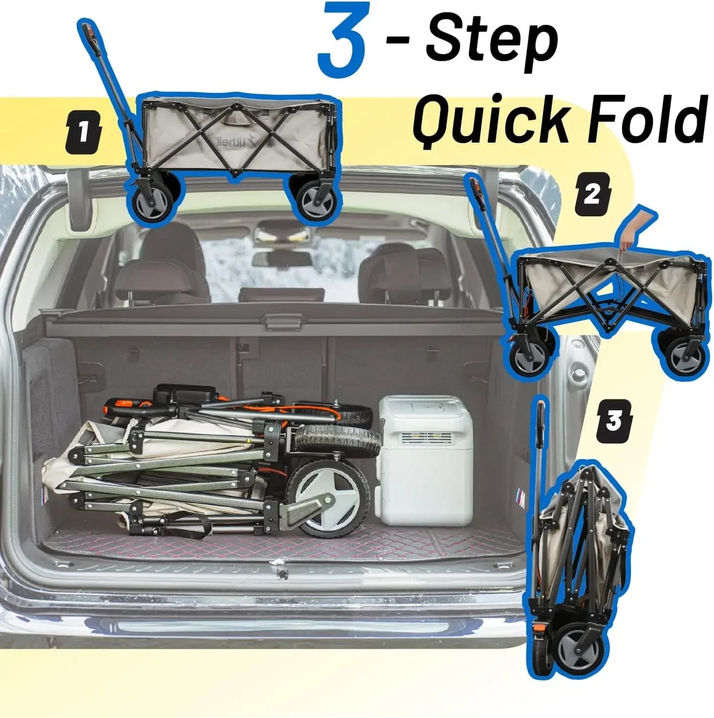 XMSJ Electric Utility Wagon Cart Foldable All Terrain