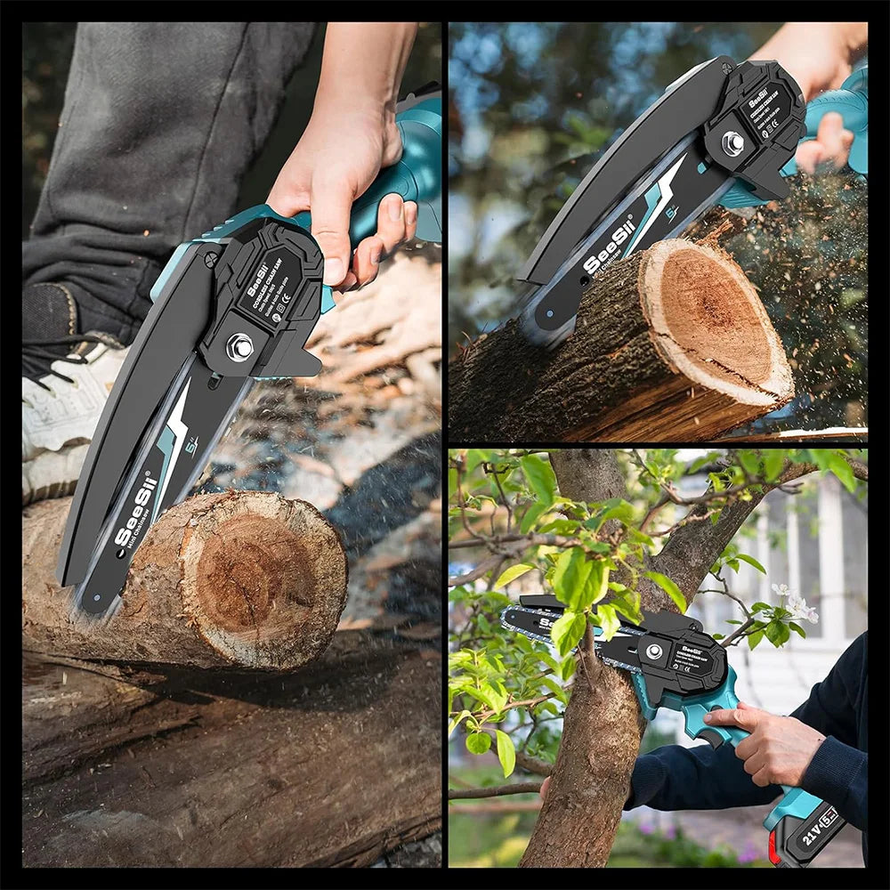 Seesii Cordless Mini Chainsaw With 2 Batteries For Wood