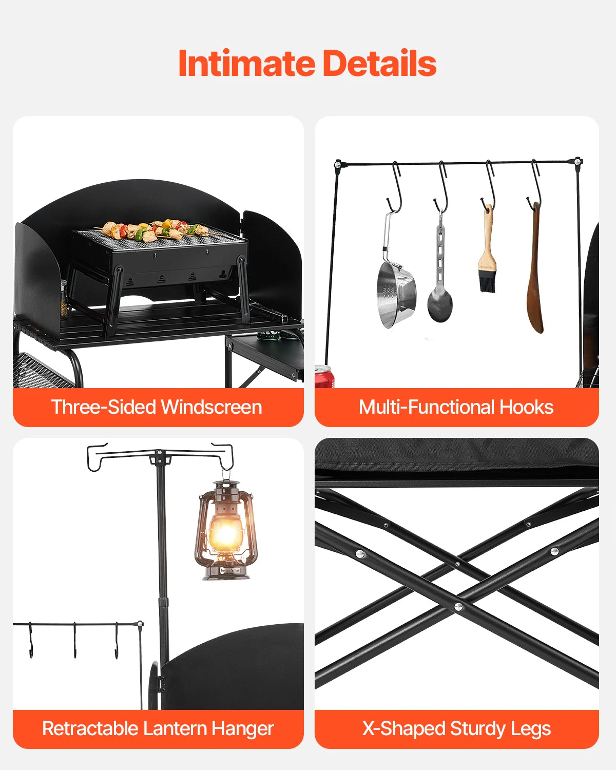 SucceBuy Folding Camping Table Aluminum Portable Windscreen