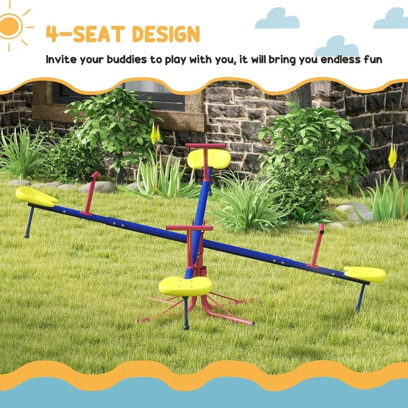 Outsunny 360 Spin Seesaw Teeter Totter Four Seater Outdoor