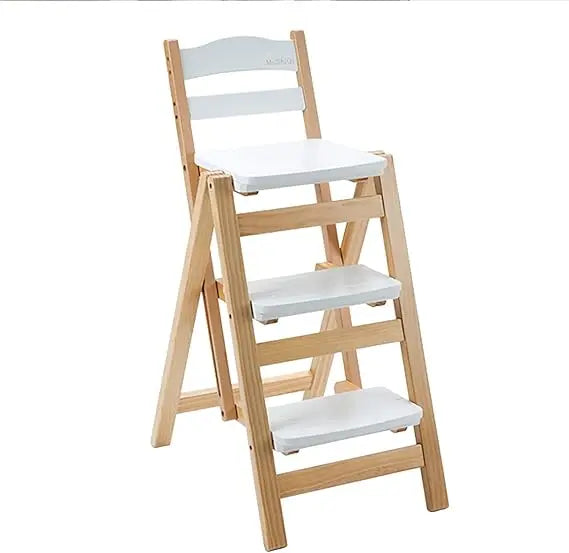 Chengwei Foldable Wood Bar Stool 3 Step Indoor Ladder