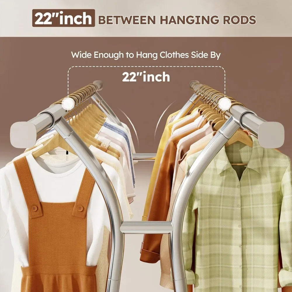 Guangbai Heavy Duty Clothes Rack Rolling With Shelves