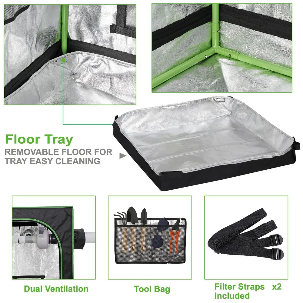Hydroponic Grow Tent With Waterproof Floor Tray Indoor