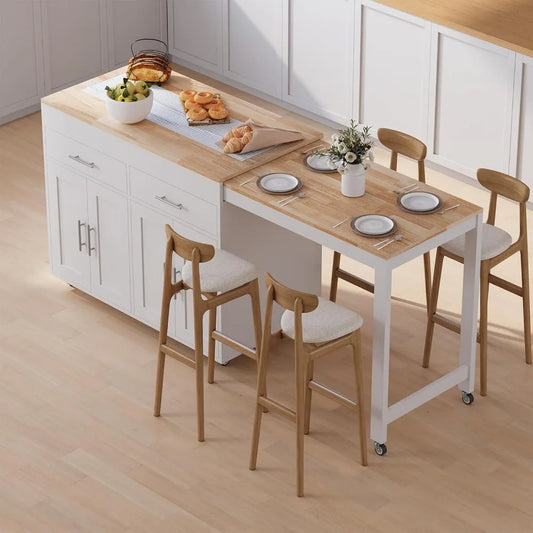 LZJV Mobile Kitchen Island With Extendable Rolling Table