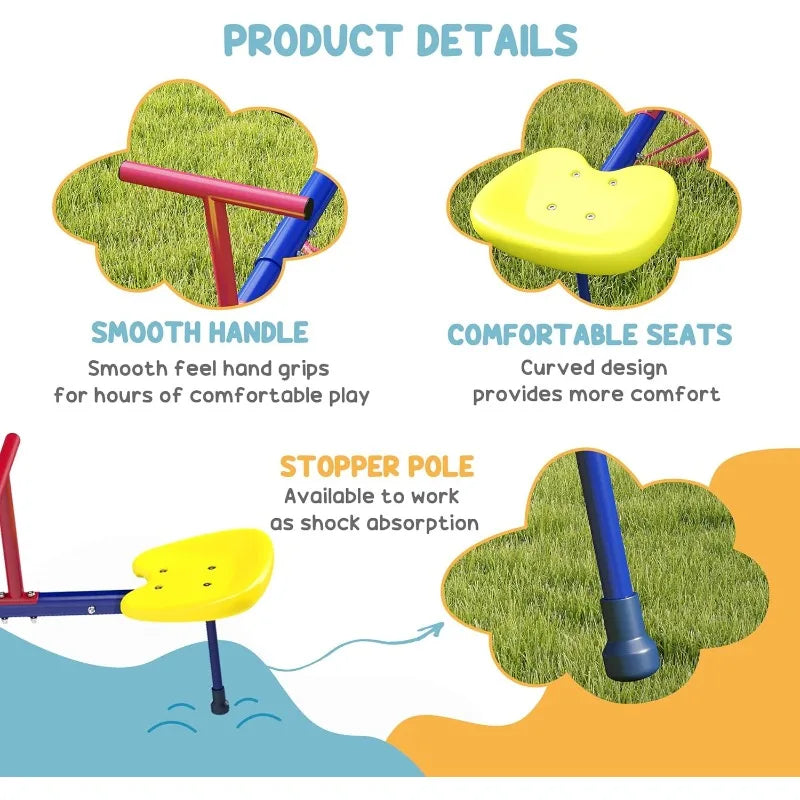 Outsunny 360 Spin Seesaw Teeter Totter Four Seater Outdoor