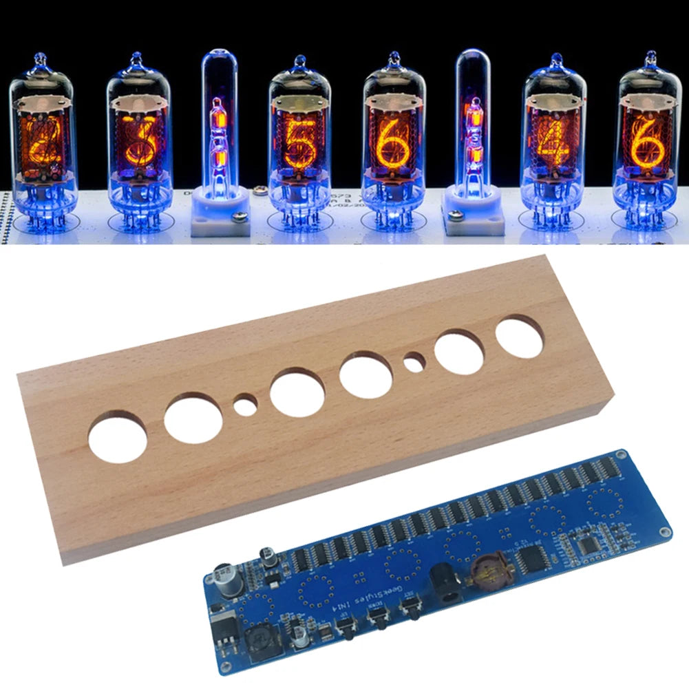 APWIKOGER IN14 Glow Tube Clock Kit Nixie Beech Wood Shell