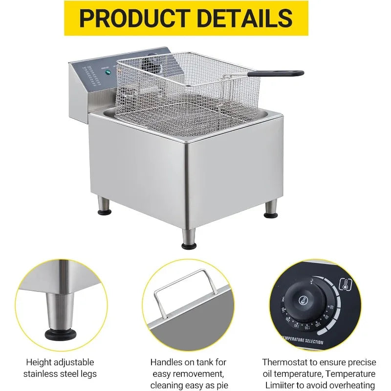XMSJ Commercial Deep Fryer With Basket Electric Countertop