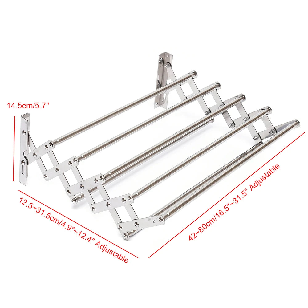 Stainless Steel Wall Mounted Laundry Rack Foldable Unit